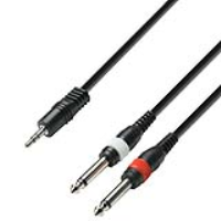 Mini Jack (3.5mm Stereo) to 2 x 1/4" Jack Leads (iPod / CD to PA)