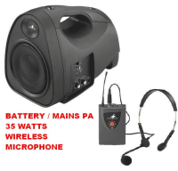 Monacor TXA110 Mains/Battery 35 Watt Portable PA System with Wireless Headset Microphone