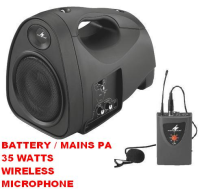 Monacor TXA110 Mains/Battery 35 Watt Portable PA System with Wireless Lapel Microphone