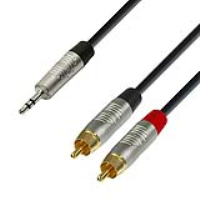 Professional Pro Mini Jack (3.5mm Stereo) to 2 x Gold plated Phono Lead (iPod/CD to PA)