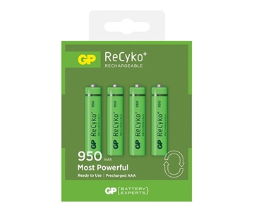 GP Batteries ReCyko+ AAA Rechargeable Batteries / 950mAh - 4’s