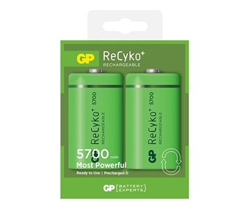 GP Batteries ReCyko+ Rechargeable D Batteries / 5700mAh - 2’s