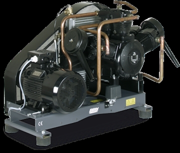 Oil-free compressor with motor on base plate, 8 bar, 450-2500 l/min capacity, 2-stage