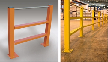 Twin Channel Barriers With A Pedestrian Handrails