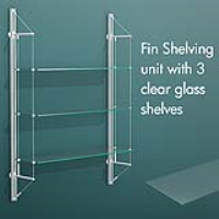 FIN.3CGS Fin Shelving with 3 Clear Glass Shelves 