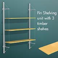 FIN.3FTS Fin Shelving with 3 Flat Timber Shelves 