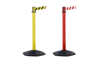 Heavy Duty Tensabarrier Post with 3.65m Yellow/Black Chevron webbing