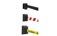 2.3m Wall Mounted Belt Barrier With Black Webbing - H117mm x W96mm x D71mm