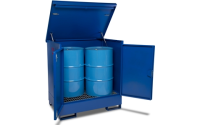 DrumBank - 4 Drum Enclosed Spill Pallet - Overall Size  H1350mm x W1350mm x D1250mm