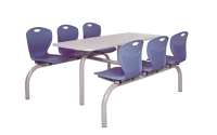 Premium Canteen Furniture 6 Seater Double Entry -  H860mm x W1610mm x L1580mm - Blue