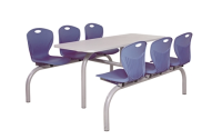 Premium Canteen Furniture 6 Seater Single Entry -  H860mm x W1610mm x L1580mm - Blue