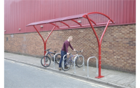 Dalton Cycle Shelter - H2530 x W4000 x D2540mm - Red - Powder Coated