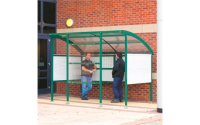 Premier Smoking Shelter Perforated Steel sides - Capacity for 9 people - Light Grey -  H2320mm x W3000mm x D2100mm