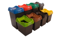 50 Litre Recycling Bin - Plastics (Red Top)  -   H620mm x W410mm x D320mm