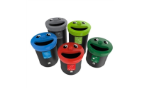 Novelty Smiley Face Recycling Bin - 62 Litre - Plastic Bottles -  H710mm x W425mm x D425mm