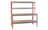 Stockrax Workstation with full lower shelf - H1980mm x W1800mm x D750mm - Chipboard Deck - Blue