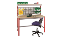 Stockrax Workstation with louvre panel - H1980mm x W1500mm x D750mm - Chipboard Deck - Light Grey