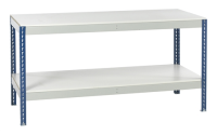 Stockrax Workbench with full lower shelf - H928mm x W2400mm x D900mm - Chipboard Deck - Light Grey