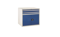 Euroslide 900 - 2 Drawer (H100mm) & Cupboard (H500mm) - H825mm x W900mm x D650mm - Blue
