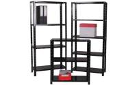 Economy Light Duty Bolted Painted Shelving - 4 Shelf - H1500mm x W700mm x D300mm - Black Powder Coated