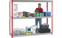 Stockrax Heavy Duty Shelving Bay - H1981mm x W2100mm x D450mm - c/w 3 Chipboard Shelf Levels - Blue