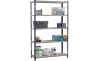 Stockrax Standard Duty Shelving Bay - H1981mm x W1200mm x D300mm - c/w 5 Chipboard Shelf Levels - Graphite Grey