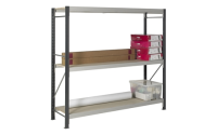 Essentials Longspan Shelving Chipboard -  Starter Bay -  H1800mm x W1800mm x D450mm - 2LST Stepped Beams c/w 18mm Chipboard - 3 Shelf Levels