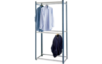 Stockrax Double Sided Adjustable Garment Hanging Bay - H1980mm x W1000mm x D600mm - 3 levels - Light Grey