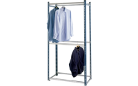 Stockrax Double Sided Adjustable Garment Hanging Bay - H2400mm x W1500mm x D600mm - 3 levels - Light Grey