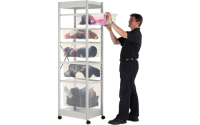Stock Repenishment Trolley H1900mm x W400mm x D600mm c/w 5 Storage boxes with lids. 2 No 200h x 400w x 600 d (32 litre capacity)