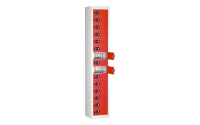10 Door - Tablet USB Charging locker - FLAT TOP - White Body / Red Doors - H1780 x W305 x D370 mm - CAM Lock