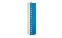 15 Door - Tablet Storage locker - FLAT TOP - White Body / Blue Doors - H1780 x W305 x D305 mm - CAM Lock