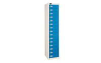 1 Door - 10 Shelf Tablet Storage locker - FLAT TOP - White Body / White Doors - H1780 x W305 x D305 mm - CAM Lock