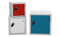 1 Door - Cube locker - Silver Grey Body / Red Doors - H305 x W305 x D305 mm - CAM Lock