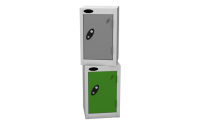 1 Door - Quarto locker - Silver Grey Body / Green Doors - H480 x W305 x D460 mm - CAM Lock