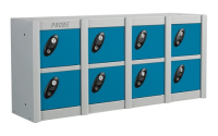 8 Door - Minibox locker - Silver Grey Body/Blue Doors - H415 x W900 x D230 mm - CAM Lock