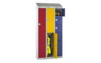 4 Door Standard Locker - with Sloping Top - 1987h x 300w x 450d mm - CAM Lock - Door Colour Light Grey