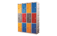 2 Door - WEATHER DUTY- Full Height Plastic Locker - Light Grey Body / Red Doors  - H1800 x W325 x D450 - CAM Lock