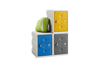 2 Door - WEATHER DUTY - MINI Plastic Locker  - Light Grey Body / Yellow Doors  - H900 x W325 x D450mm - CAM Lock