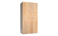 1 Door - MDF Wood effect Laminate Door locker - SLOPING TOP - Silver Grey Body / OAK Effect Doors - H1930 x W305 x D315 mm - CAM Lock