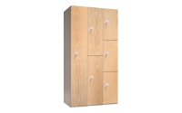 3 Door - MDF Wood effect Laminate Door locker - SLOPING TOP - Silver Grey Body / OAK Effect Doors - H1930 x W305 x D315 mm - CAM Lock