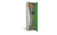 1 Door - Uniform steel locker - FLAT TOP - Silver Grey Body / Green Door - H1780 x W460 x D460 mm - CAM Lock