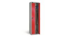 2 Door - Twin steel locker - FLAT TOP - Silver Grey Body / Green Door - H1780 x W460 x D460 mm - CAM Lock