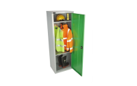 1 Door - Hi Capacity steel locker - FLAT TOP - Silver Grey Body / Red Door - H1780 x W610 x D460 mm - 2 Point Locking Key