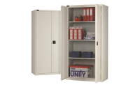 Standard cupboard - C/W 3 No. shelves - Silver Grey Body/Green Doors - H1780mm x W915mm x D460mm