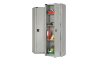 Slim Standard cupboard - C/W 3 No. shelves - Silver Grey Body/Black Doors - H1780mm x W610mm x D460mm