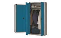 Wardrobe cupboard - C/W 1 No. shelf plus full width hanging rail - Silver Grey Body/Black Doors - H1780mm x W915mm x D460mm
