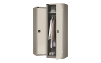 Slim Wardrobe cupboard - C/W 1 No. shelf plus full width hanging rail - Silver Grey Body/White Doors - H1780mm x W610mm x D460mm