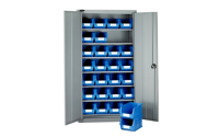 Full Height Steel Cabinet with Blue Linbins - H1780mm x W915mm x D460mm - Grey Doors -  with 14 x size 8 Linbins