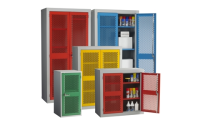 Split Mesh Door Cabinet - with 3 adjustable shelves on one side and hanging rail on opposite side - H1830mm x W915mm x D457mm - Blue